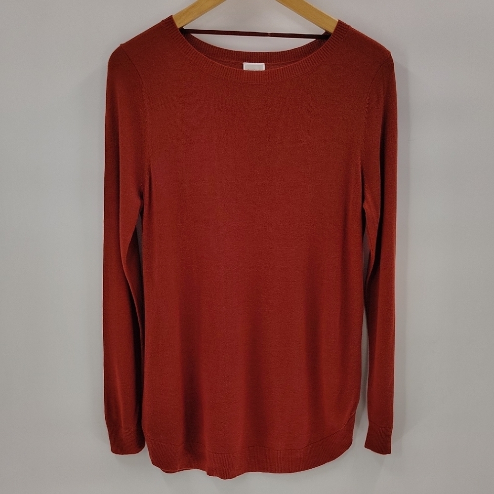 CUPIO Rust Pullover Sweater Size Large Rounded Bottom Long Sleeve Great For Fall